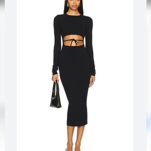 LPA from Revolve website cotton blend Black Long Sleeve Cut Out Dress Size XXS